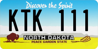 ND license plate KTK111