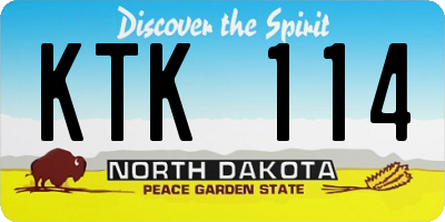 ND license plate KTK114