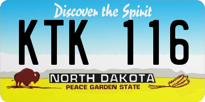 ND license plate KTK116