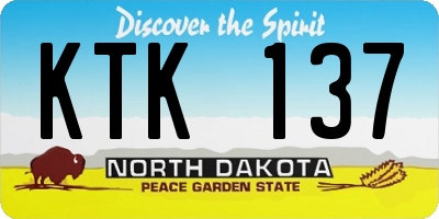 ND license plate KTK137