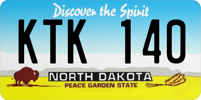 ND license plate KTK140