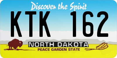 ND license plate KTK162