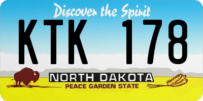 ND license plate KTK178