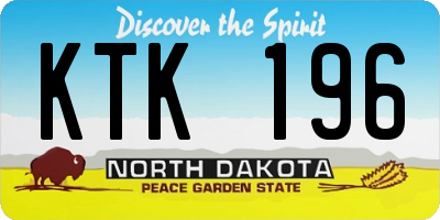 ND license plate KTK196