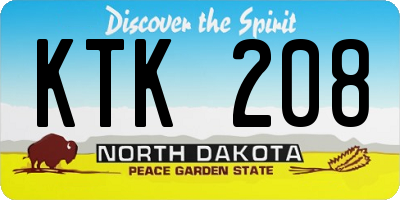 ND license plate KTK208