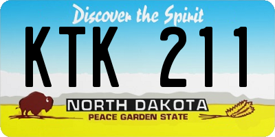 ND license plate KTK211
