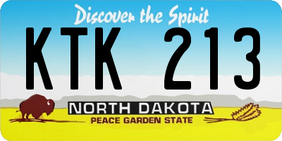 ND license plate KTK213