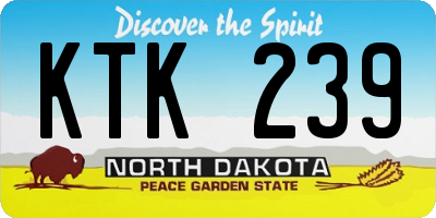 ND license plate KTK239
