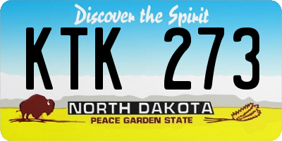 ND license plate KTK273