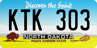ND license plate KTK303
