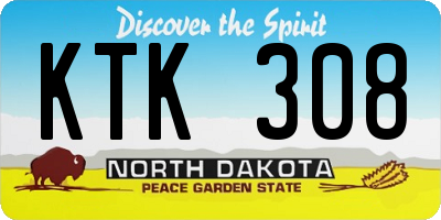 ND license plate KTK308