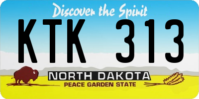 ND license plate KTK313