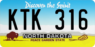 ND license plate KTK316