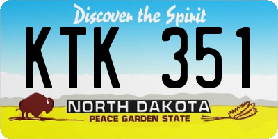 ND license plate KTK351