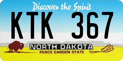 ND license plate KTK367