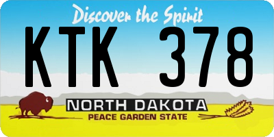 ND license plate KTK378