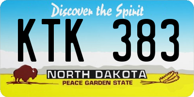 ND license plate KTK383