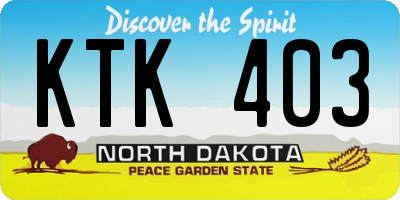ND license plate KTK403