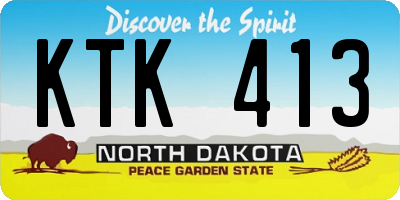 ND license plate KTK413