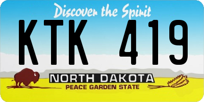 ND license plate KTK419