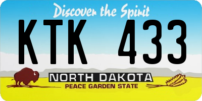 ND license plate KTK433