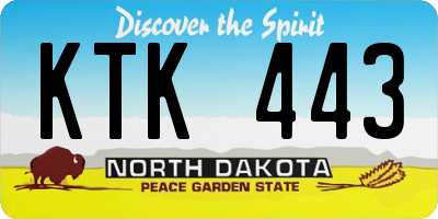 ND license plate KTK443