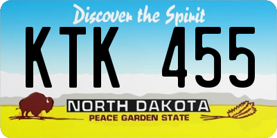 ND license plate KTK455