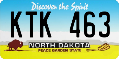 ND license plate KTK463