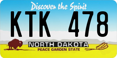 ND license plate KTK478