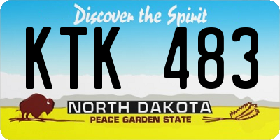 ND license plate KTK483