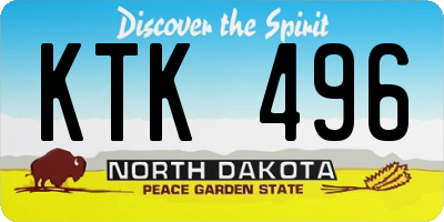 ND license plate KTK496