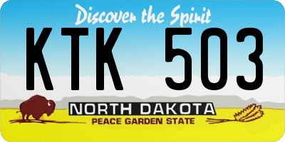 ND license plate KTK503