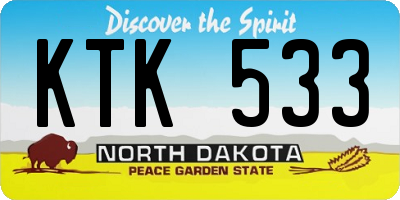 ND license plate KTK533
