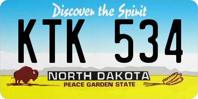 ND license plate KTK534
