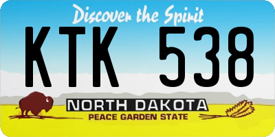 ND license plate KTK538