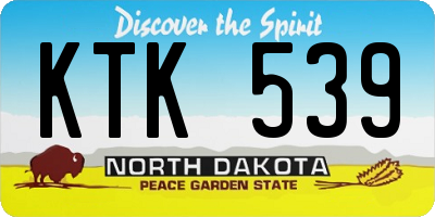 ND license plate KTK539
