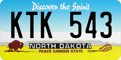 ND license plate KTK543