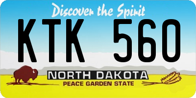 ND license plate KTK560