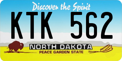 ND license plate KTK562
