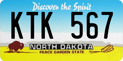 ND license plate KTK567