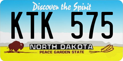 ND license plate KTK575