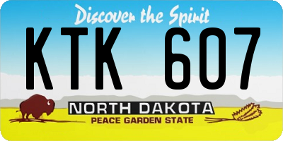 ND license plate KTK607