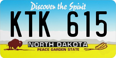 ND license plate KTK615