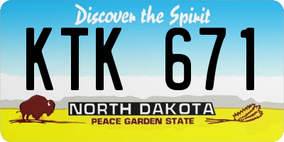 ND license plate KTK671
