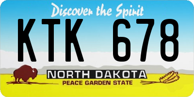 ND license plate KTK678