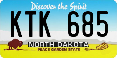 ND license plate KTK685