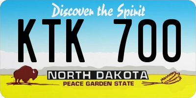 ND license plate KTK700