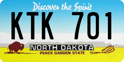 ND license plate KTK701