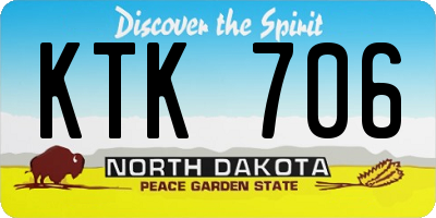 ND license plate KTK706