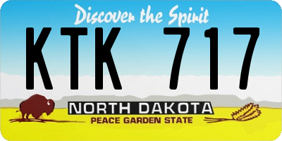 ND license plate KTK717
